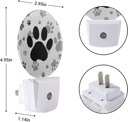 EKOBLA Dog Paw Plug-in Night Light, Black & Gray Paw Print LED Nightlight for Kids, 0.5W for Stairway & Bedroom