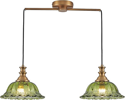 HDDFL Vintage Pendant Light Fixtures Modern Green Glass Hanging Lighting with Adjustable Cord for Kitchen Island Dining Room Living Room Hallway
