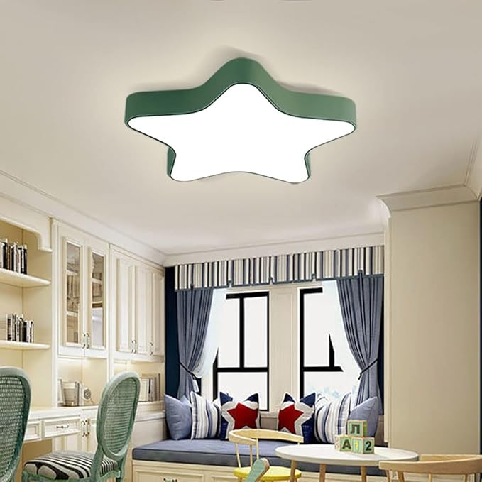 LED Ceiling Light Fixture, 12 Inch Modern Pentagram Recessed Ceiling Lights, Dimmable Light 3000K-6000K,12W Ceiling Lamp Green Close to The Ceiling Lighting Flush Mount for Berroom Living Room