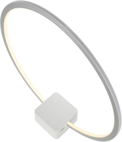 Brightech Circle LED Nightstand Lamp with USB Port – Compact Bed Stand Lamp for Bedroom, Living Room - Modern Asian Table & Desk Lamp on Side & End Tables - White