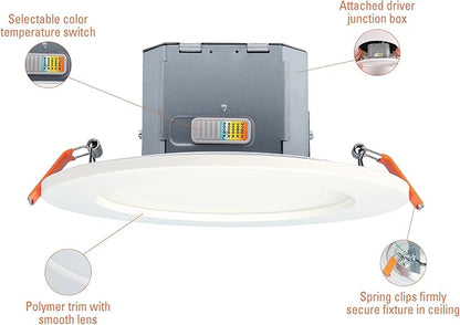 HALO CJB 6 inch 5CCT Canless Recessed Integrated LED Downlight with Attached JBOX 12 Pack