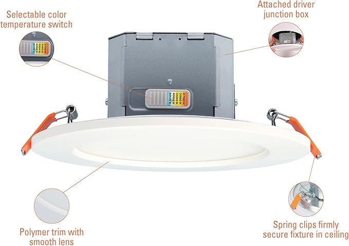 HALO CJB 6 inch 5CCT Canless Recessed Integrated LED Downlight with Attached JBOX