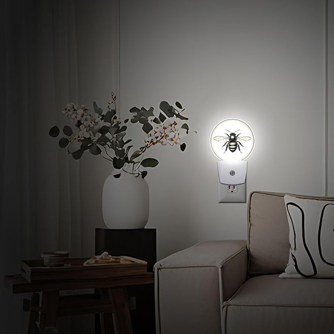 Retro Bee Night Light Auto Sensor Led Dusk to Dawn Lamp Home Decor for Men Women