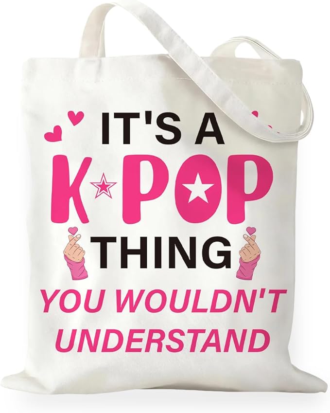 K-Pop Gift Tote Bag for Kpop Music Lover Korean Drama Canvas Tote Bag Gift for K-Pop Lover, Double-Sided Print Bags