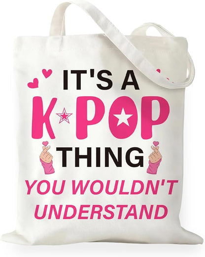K-Pop Gift Tote Bag for Kpop Music Lover Korean Drama Canvas Tote Bag Gift for K-Pop Lover, Double-Sided Print Bags