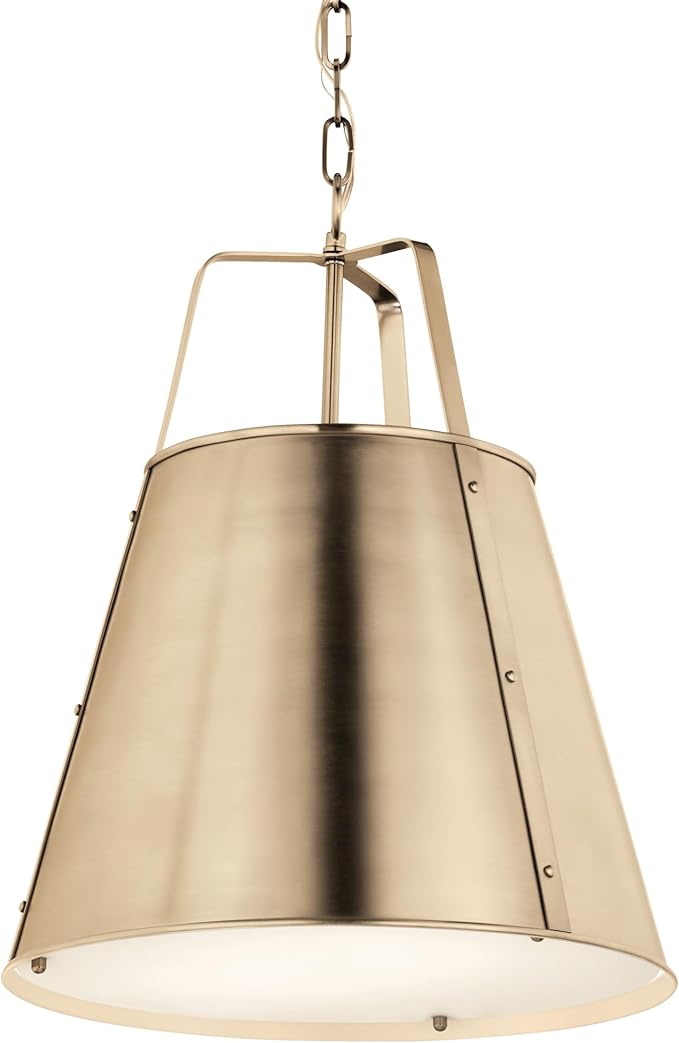 Kichler Etcher 2-Light Pendant Light Fixture, Kitchen Island Hanging Pendant with Etched Painted White Glass Diffuser in Champagne Bronze for Dining Room (22.5" x 18"), 52711CPZ