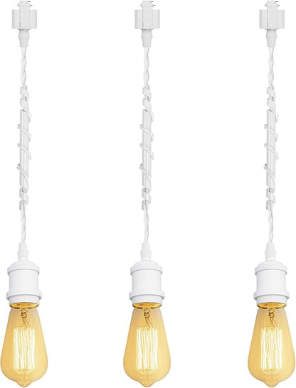 Kiven H-Type Track Lighting Pendants,Vintage Track Lighting Heads Adjustable Height, 3 Light Decorative h Track Pendant Lights, Bulb Not Included,White Finish