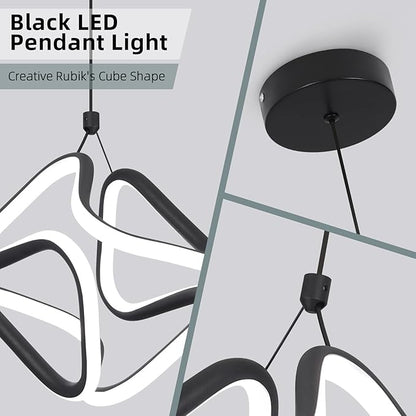 Black Led Pendant Light Fixtures,6000K Cool White Modern Pendant Lights for Kitchen Island,Adjustable Kitchen Island Light Fixture for Dining Room Bedroom Sink, 1 Pack
