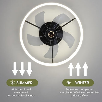 LUDOMIDE Smart Ceiling Fan with Lights and Alexa/Google Assistant/APP Control, 20" Low Profile Fan with 6 Speeds, for Bedroom, Living Room, Patio