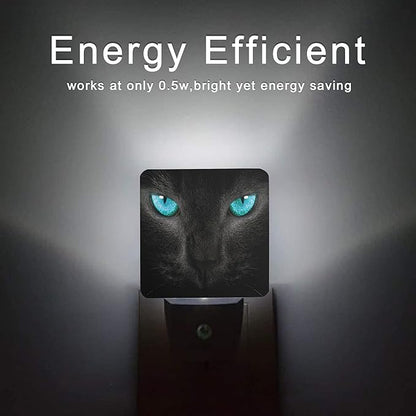 Cat Night Light,Black Cat Eye Plug-in Night Lights with Dusk-to-Dawn Sensor for Girlfriend/Boyfriend Gift Sleep Friendly lamp for Bedroom, Bathroom and Living Room,0.5W