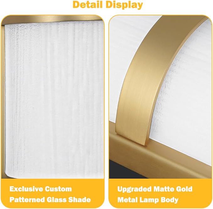 Modern Bathroom Wall sconces Set of 2 – 16 Inch Bathroom Wall Light Fixture, LED Gold Wall Sconce with Artisanal White Frosted Glass, 4000K Warm Lighting for Hallway Bedroom Living Room