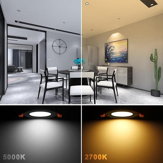 2 Inch LED Downlight, 3W Recessed Lighting Dimmable Ceiling Light Kit, 2700K Ultra Warm White, CRI80 Black Can Lights with LED Driver(35W Halogen Equivalent), 6 Pack
