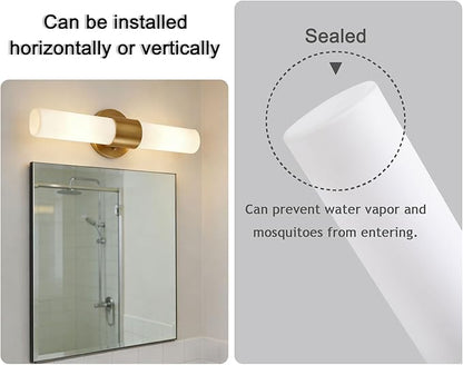 18" Modern Wall Sconce with Frosted Glass Shades, for Bathroom Mirror Bedroom Living Room Hallway, Gold Finish