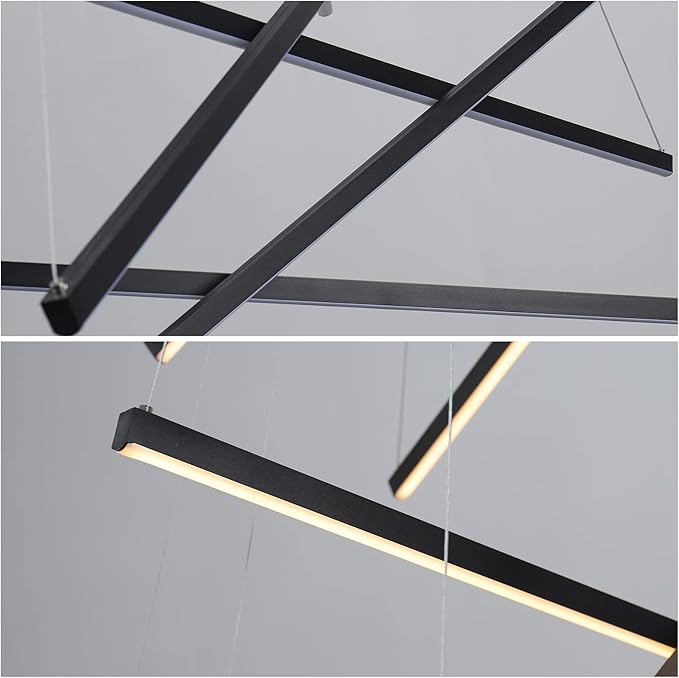 JAYMP Modern LED Chandeliers Dimmable Pendant Light Fixture for High Ceiling Living Room Dining Room Staircase Restaurant Sputnik Floating Sculptural Art Hanging Lamp (Black, 9-Lights)
