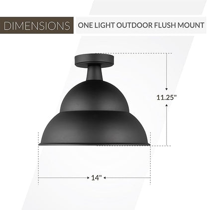 Generation Lighting 1-Light Barn Light Outdoor Ceiling Lamp Black 7836701-12, Flush Mount Ceiling Light Fixture for Home Decor, Farmhouse Outdoor Light Fixture Can Use LED Light Bulbs