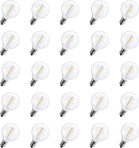 Brightown G40 Led Replacement Light Bulbs 1W Shatterproof Globe Bulb fits E12 or C7 Candelabra Screw Base Sockets, 1.5 Inch Dimmable Light Bulbs for Indoor Outdoor Patio Decor (50Pack)