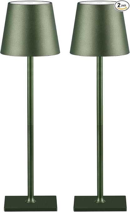 CHLORANTHUS 2 Pack Cordless Table Lamps, 3 Colors Stepless Dimming, 5000mAh Rechargeable Battery LED Desk Lamp for Bedroom/Couple Dinner/Desk/Cafe/Dining Room/Terrace