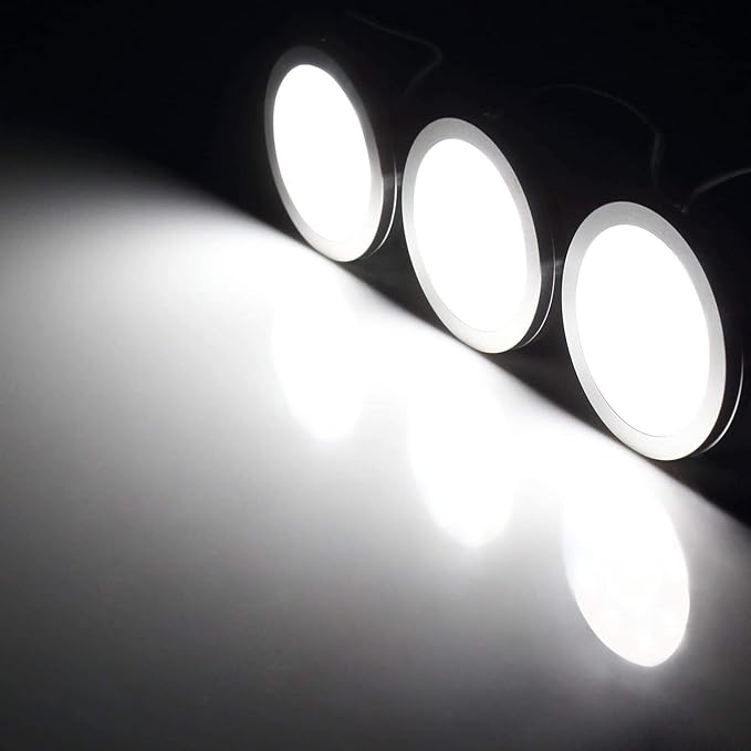 LED Puck Lights, Set of 6, White | Dimmable Under Cabinet Lighting, Led Under Counter Lighting for Kitchen Closet, Bookcase, Shelf, All Accessories Included (6Pack,White)