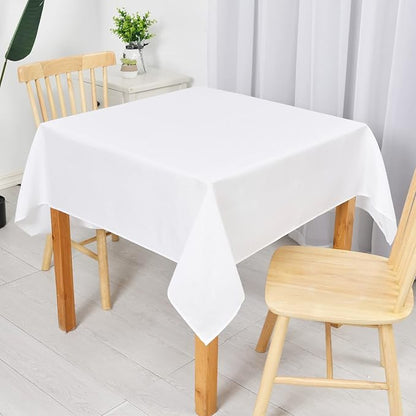 Hiasan Faux Linen Rectangle Tablecloth - Wrinkle and Stain Resistant Washable Table Cloth for Kitchen Dining Room Holiday Table Cover for Party Dinner, White, 60 x 84 Inch