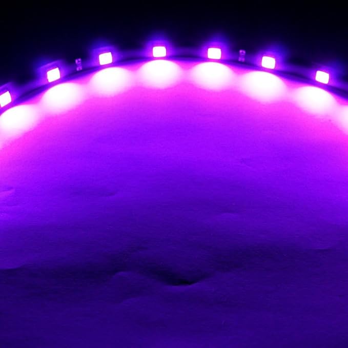 SOCAL-LED LIGHTING 60cm 24" Purple Flexible LED Strips High Power Bright 5050 12 SMD Car DRL Under Dash Accent Light, Waterproof, Cuttable, Pack of 2