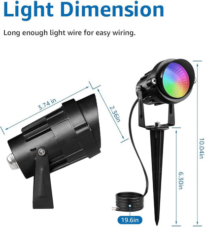 SUNVIE RGBW Low Voltage Landscape Lighting 12W LED Color Changing Landscape Lights Remote Control Waterproof Spotlights Outdoor Landscaping Lights for Yard Garden Christmas 16 Pack with Connector