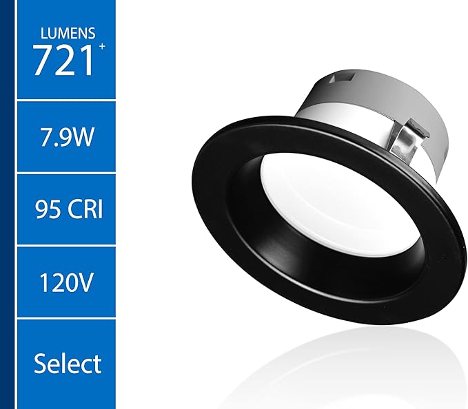 DLR4(v6) 4-inch Black Selectable Recessed LED Downlight (DLR4607120SBK)