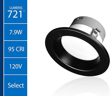 DLR4(v6) 4-inch Black Selectable Recessed LED Downlight (DLR4607120SBK)