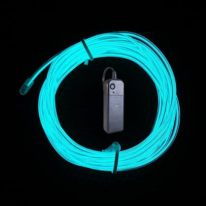 5m Ice Blue neon Wire Flash Electroluminescence, Cutting El Wire,Used for DIY Design, Various Holiday Party Decoration. (Ice Blue, 5m)