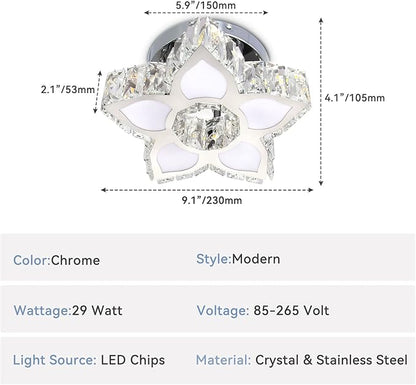 FRIXCHUR Dimmable LED Chandelier Crystal Ceiling Light with Remote Control Small Chandelier for Hallway Bedroom Kids Room Girls Room