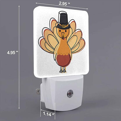 LED Night Light Plug into Wall with Dusk to Dawn Light Sensor White Energy Efficient Thanksgiving Holiday Cartoon Turkey Nightlight for Bedroom Bathroom Hallway Living Room Kitchen