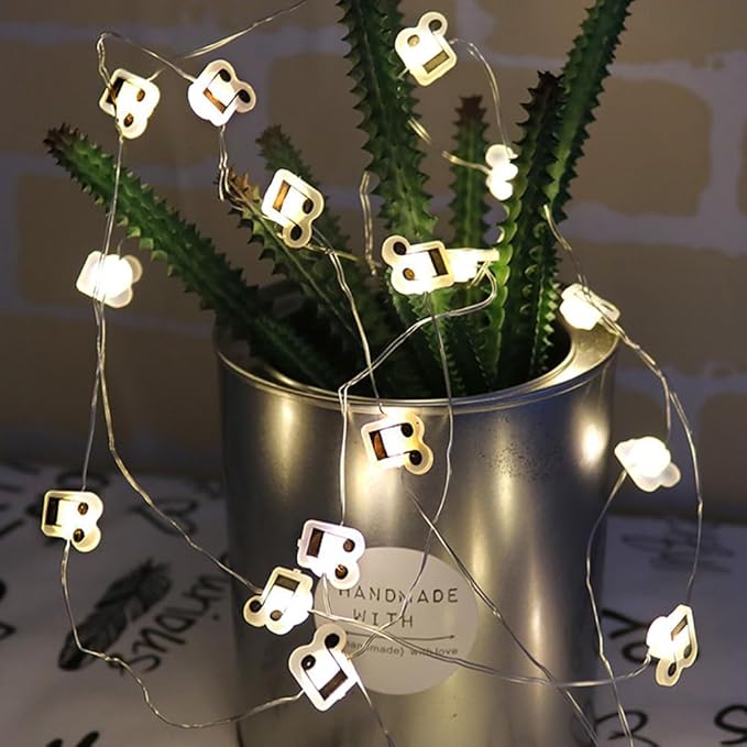 GUOCHENG 16FT 50LEDs Music Note String Lights, Music Stave Fairy Light 3AA Batteries Operated Decorative Light Strings, Musical Starry Lights for Indoor Outdoor(1 Pack)