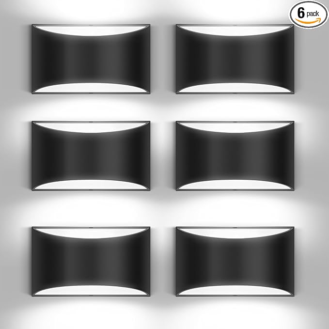 6 Pack Black Modern LED Wall Sconce Hardwired Indoor Wall Lights Up and Down Wall Mount Light for Living Room Bedroom Corridor Hallway Conservatory Cool White 6000K(with G9 Bulbs)
