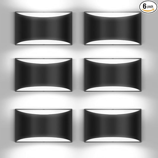 6 Pack Black Modern LED Wall Sconce Hardwired Indoor Wall Lights Up and Down Wall Mount Light for Living Room Bedroom Corridor Hallway Conservatory Cool White 6000K(with G9 Bulbs)