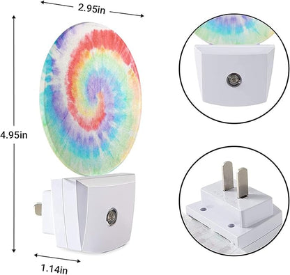 EKOBLA Tie Dye Plug-in Night Light, Rainbow Spiral Colorful LED Nightlight with Auto Sensor for Bedroom & Bathroom