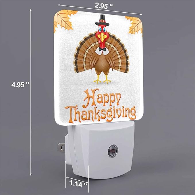LED Night Light Plug into Wall with Dusk to Dawn Light Sensor White Energy Efficient Thanksgiving Turkey Bird White Nightlight for Bedroom Bathroom Hallway Living Room Kitchen
