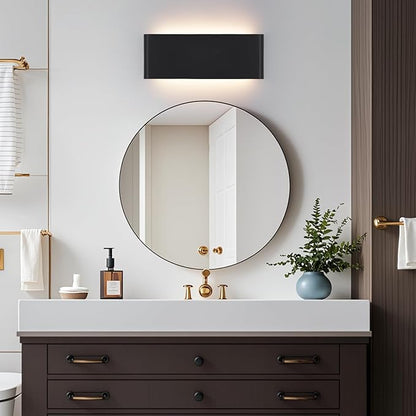 Mille Luckiole 32.6Inch Bathroom Vanity Mirror Light,5-in-1 CCT 3000K/3500K4000K/5000K/6500K Selectable Hallway LED Wall Light,Modern LED Sconce Wall for Stairwell,Bedroom,32W Black 2 Pack