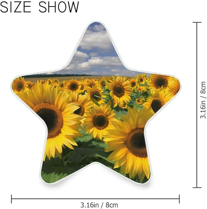 Sunflower Field Plug in LED Night Light Lamp with Dusk to Dawn Sensor for Hallway, Kitchen, Bathroom, Bedroom - Star Shaped Decor