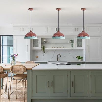 11.8 Inch Metal Dome Pendant Light, Industrial Kitchen Island Pendant Light Farmhouse Hemispherical Hanging Ceiling Light Fixture for Dining Room, Bar, Restaurant