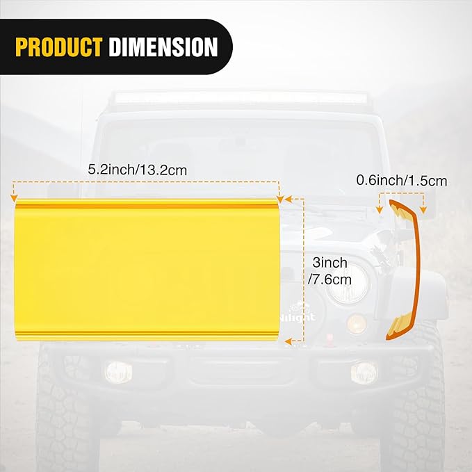 Nilight 6.5 Inch LED Light Bar Cover 2 PCS Yellow Protective Covers Durable Polycarbonate Lens Waterproof Dustproof Scratch-Proof for Double-Row Lights Off Road Driving Lighting