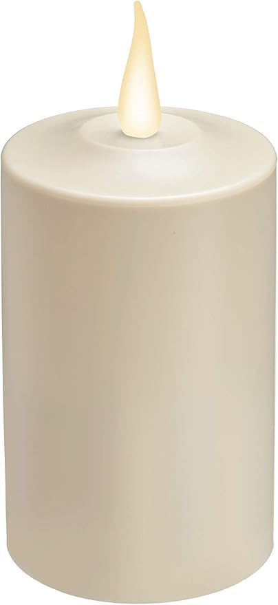 Xodus Innovations FPC1585 Weatherproof Flameless Indoor/Outdoor 5-Inch Battery Powered Pillar Candle with Warm White Realistic Flame