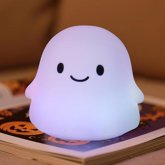 Ghost Night Light Color Changing, Cute Cloud Decor with Colors & 50Hrs, Tap Control Light Up Ghost for Kids, Rechargeable Halloween Gifts, [Mothers Day Gifts]