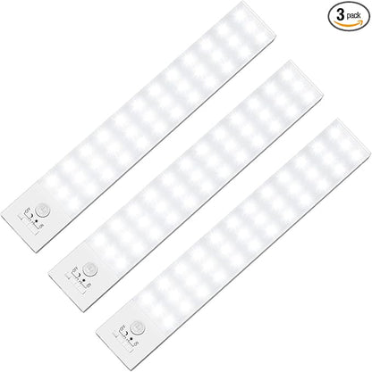 BLS 36 LED Closet Light Battery Powered, Super Bright Under Cabinet Lighting, Motion Sensor Indoor, Wireless, 1500mAh Rechargeable Battery Operated, 3 Pack