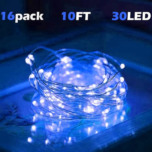 SOCO 16 Pack LED Fairy Lights Battery Operated - 10FT 30LED Copper Wire Mason Jar String Lights, IP65 Waterproof, Bendable for Indoor/Outdoor, Christmas, Wedding, Party, Camping Decor