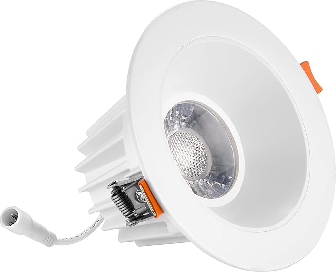 Maxxima 4 in. Low Kelvin Ultra-Thin Recessed Anti-Glare LED Downlight, Canless IC Rated, 1200 Lumens, 5 Color Temperature Selectable 2200K/2400K/2700K/3000K/3500K, Dimmable, Junction Box Included