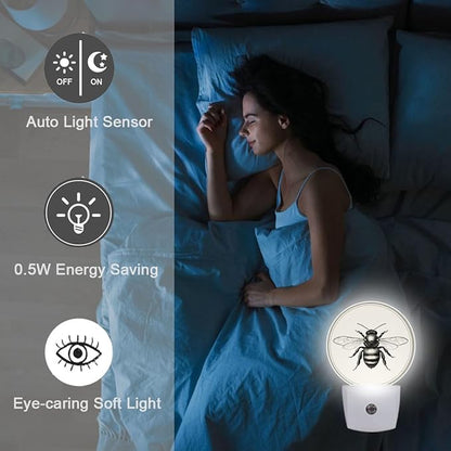 Retro Bee Night Light Auto Sensor Led Dusk to Dawn Lamp Home Decor for Men Women