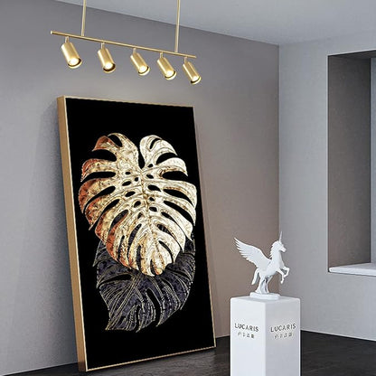 BOKT Brass Gold 5-Light Track Lighting Pendant Mid Century Modern LED Hanging Track Lighting Kit Vanity Linear Track Lighting Kitchen Island Adjustable Spot Light Ceiling