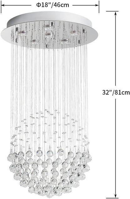 Saint Mossi Chandelier Modern K9 Crystal Raindrop Chandelier Lighting Flush mount LED Ceiling Light Fixture Pendant Lamp for Dining Room Bathroom Bedroom Livingroom 6 GU10 LED Bulbs Required H32 X D18