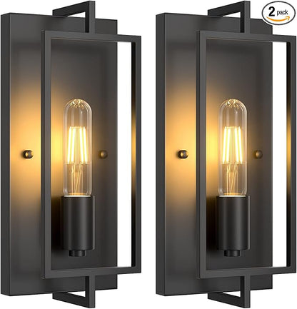 FadimiKoo Farmhouse Black Wall Sconces, Vintage Wall Sconces Lighting Set of 2, Indoor Rustic Hardwired Wall Decor for Living Room Bedroom Hallway