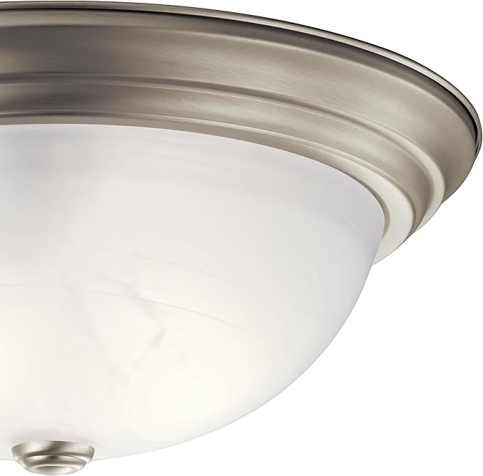 Kichler 15.25" Flush Mount Ceiling Light Fixture, 3-Light Brushed Nickel with Clear Satin Etched Glass for Kitchen, Bedroom, Dining Room, Hallway (15.25" x 6"), 8110NI