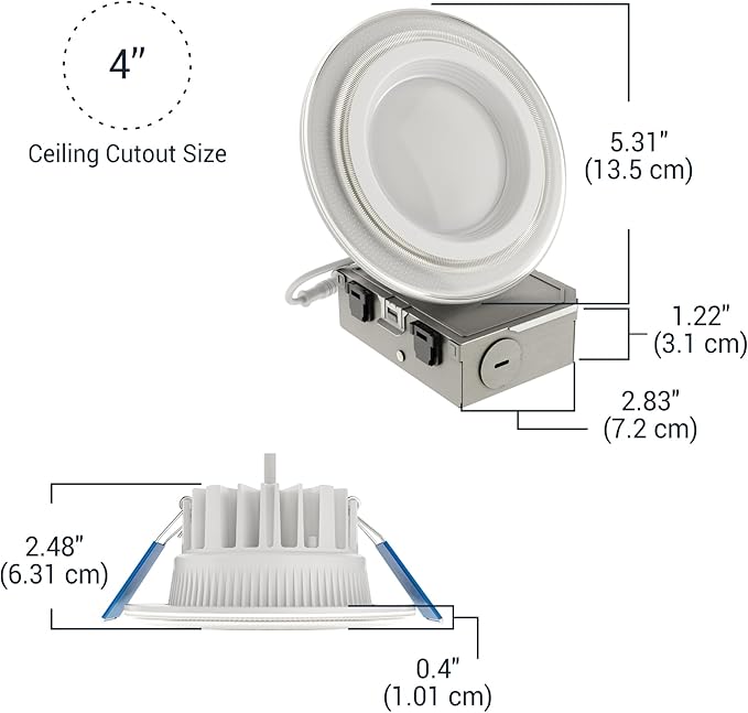 HALO 4 in Dual Zone Smart Wi-Fi Canless LED Ceiling Light Fixture 4-Pack Connected by WiZ Pro, Dimmable, Full Color, SpaceSense Motion Detection - RLWZDZC4-4PK